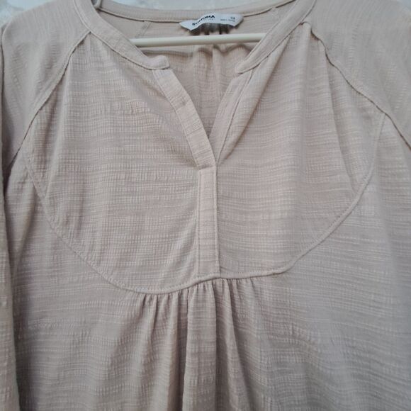 Sonoma Beige Soft Stretchy V-Neck Top with Long Sleeves Plus Size 0X - Picture 9 of 16